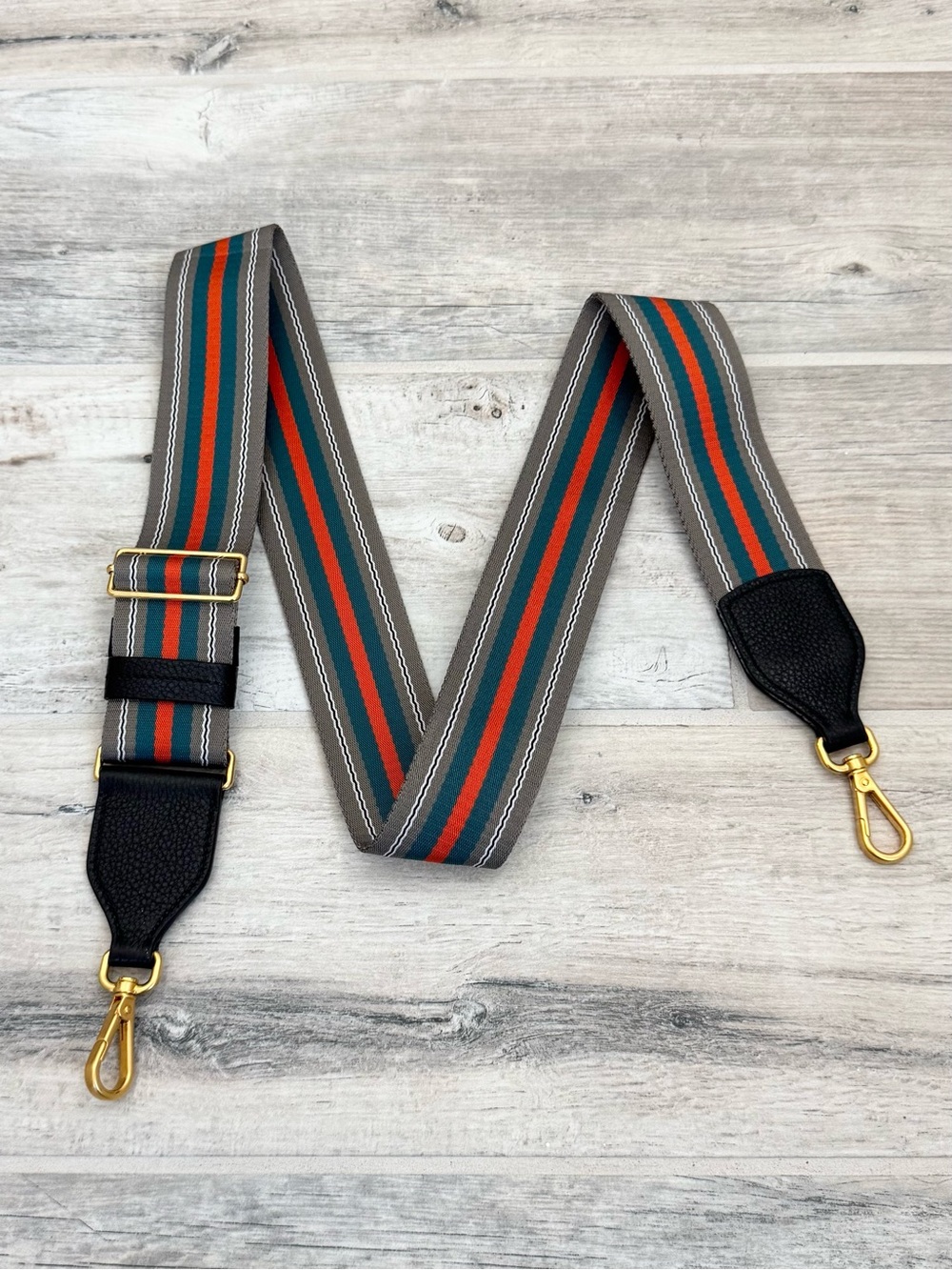 Prada Striped Black Grey Adjustable Shoulder Strap